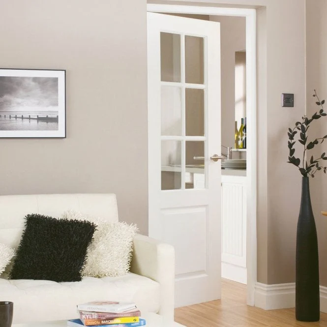 JB Kind Faro White Primed Clear Internal Glazed Door - Image 3