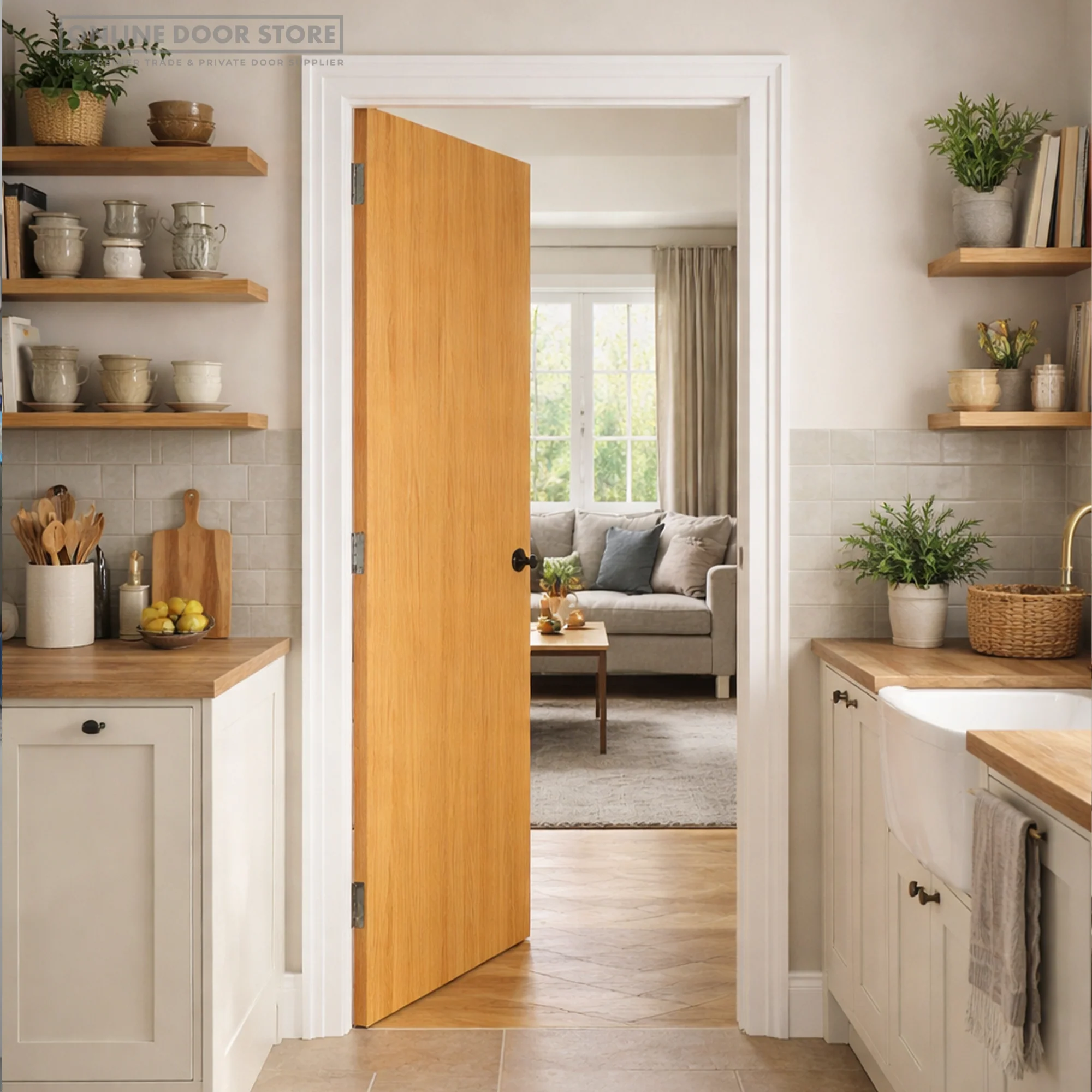 JB Kind Oak Veneered Flush Internal Door - Image 2
