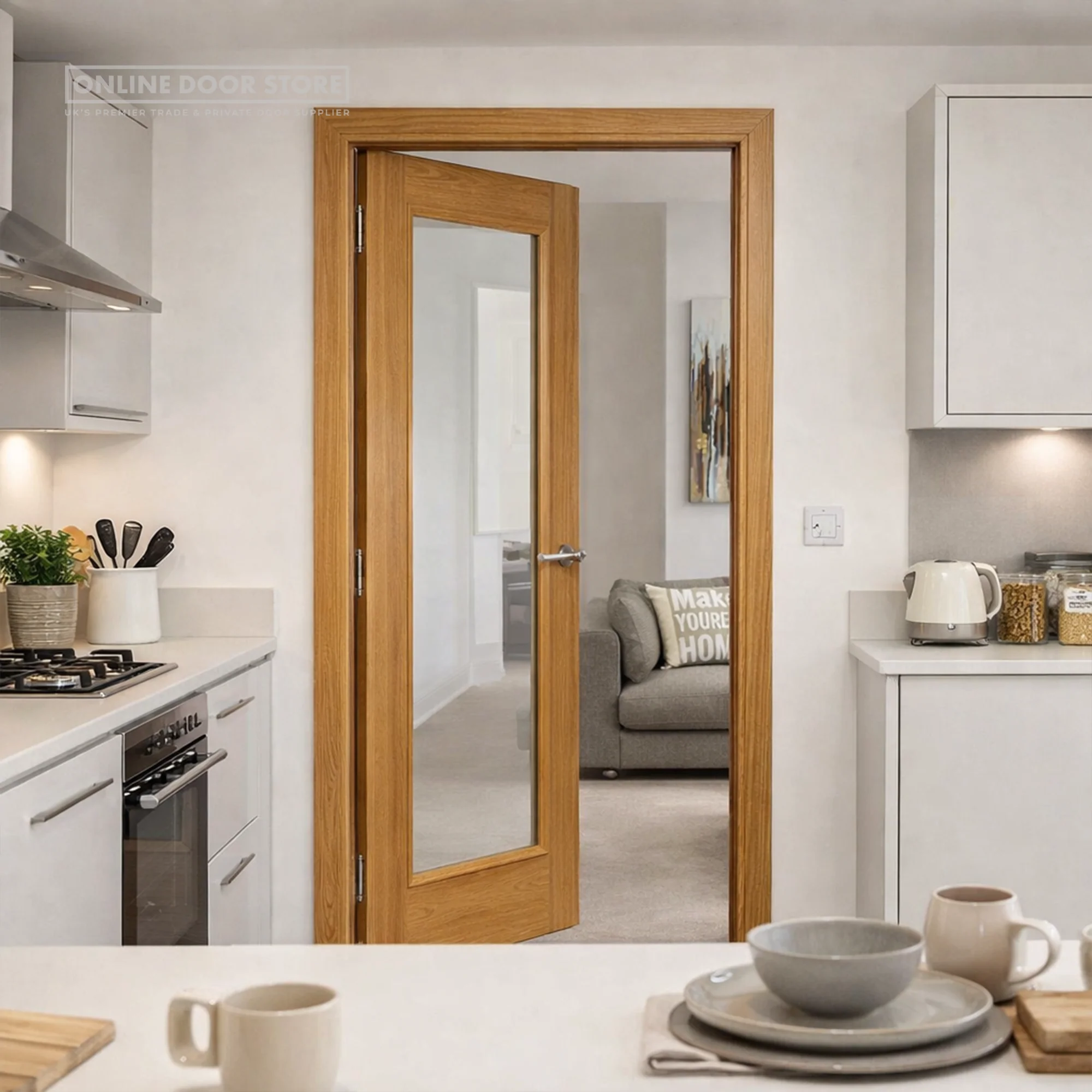 JB Kind Palomino Oak Clear Internal Glazed Door - Image 2