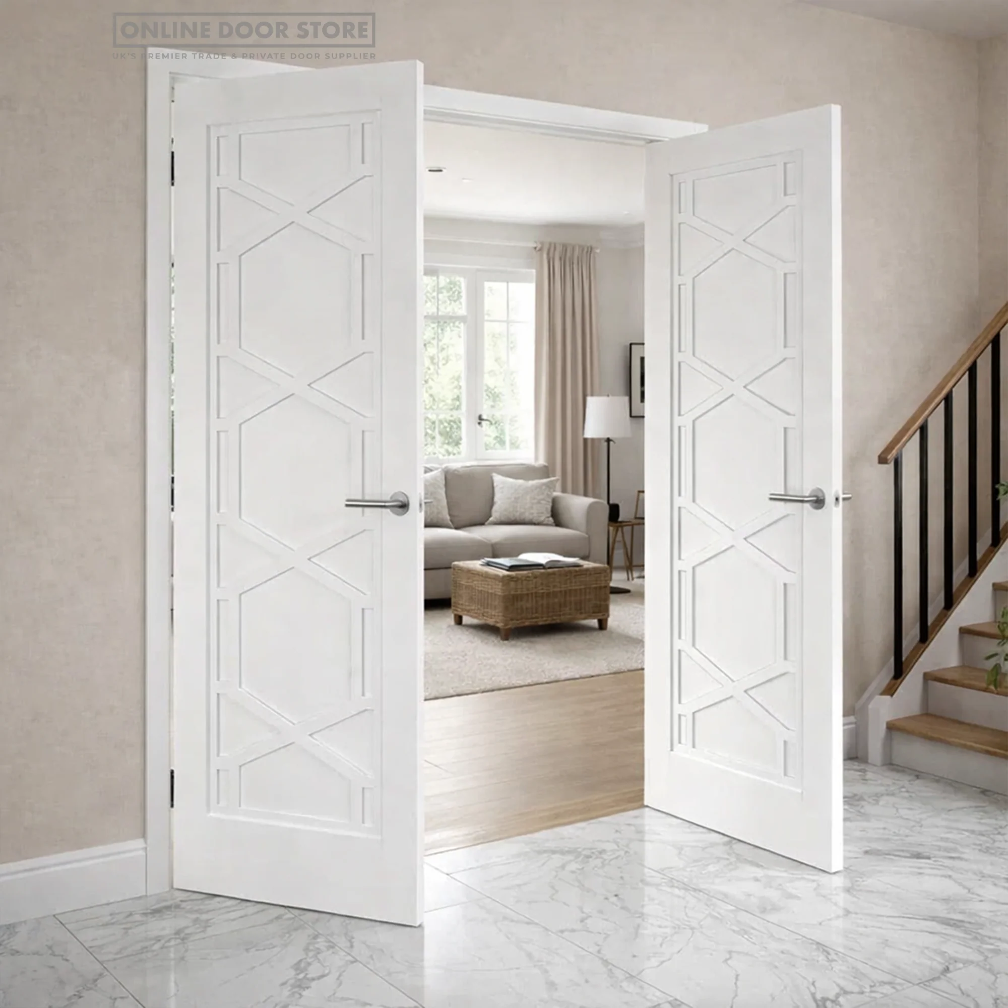 JB Kind Quartz White Primed Internal Door - Image 2