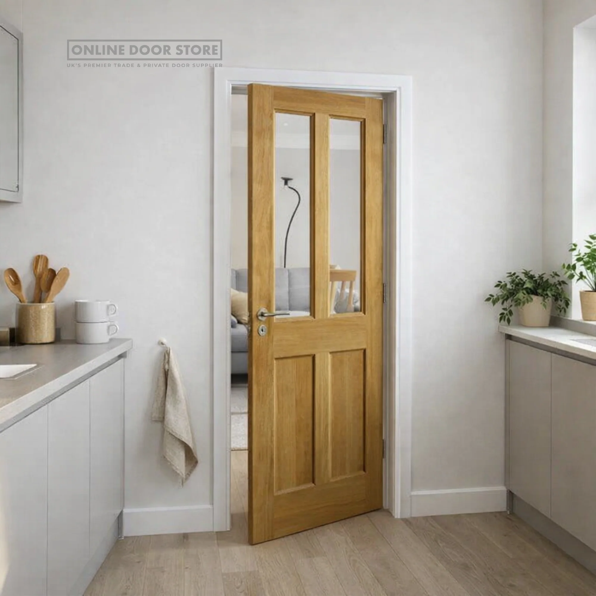 JB Kind Severn Unfinished Oak Internal Glazed Door - Image 3