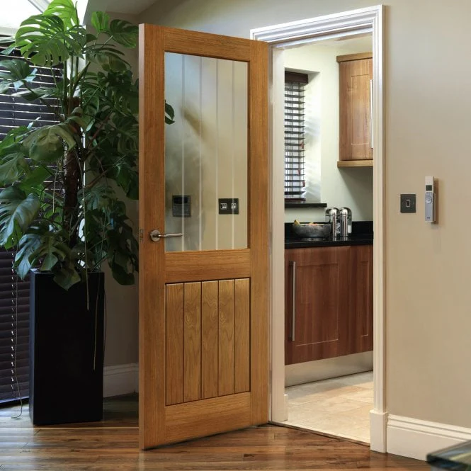 JB Kind Thames Oak Half Light Glazed Unfinished Internal Door - Image 3