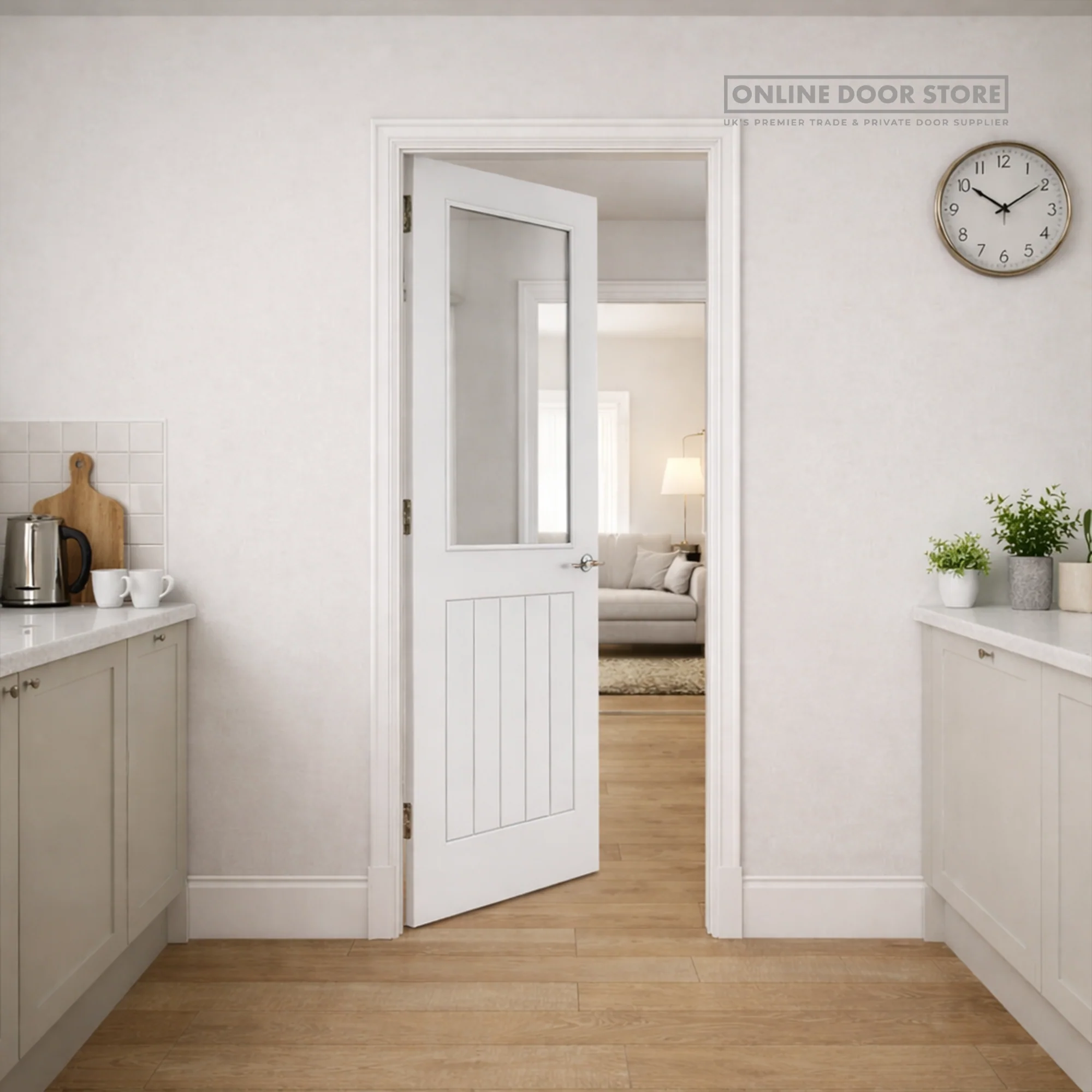 JB Kind Thames White 1/2 Light Clear Glazed Door - Image 2