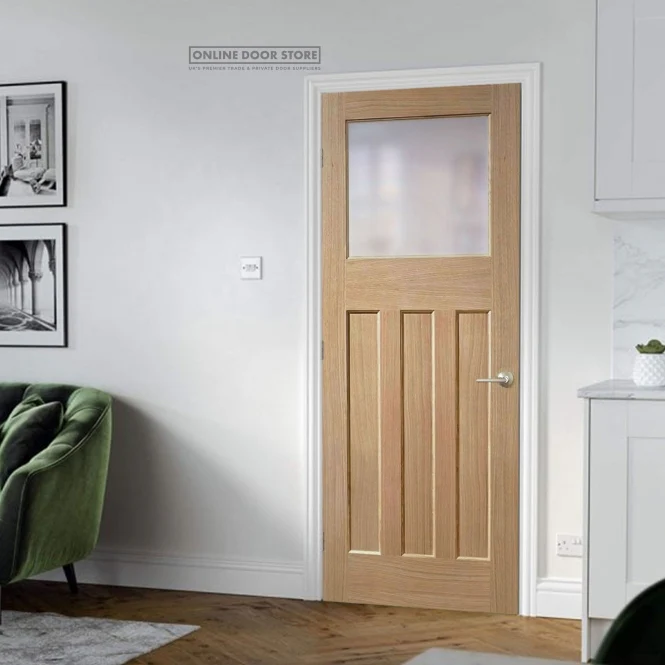 LPD 1930's Oak 4 Panel Internal Glazed Door - Image 3