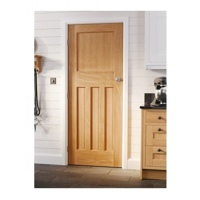 LPD 1930's Oak 4 Panel Unfinished FD30 Fire Door - Image 4