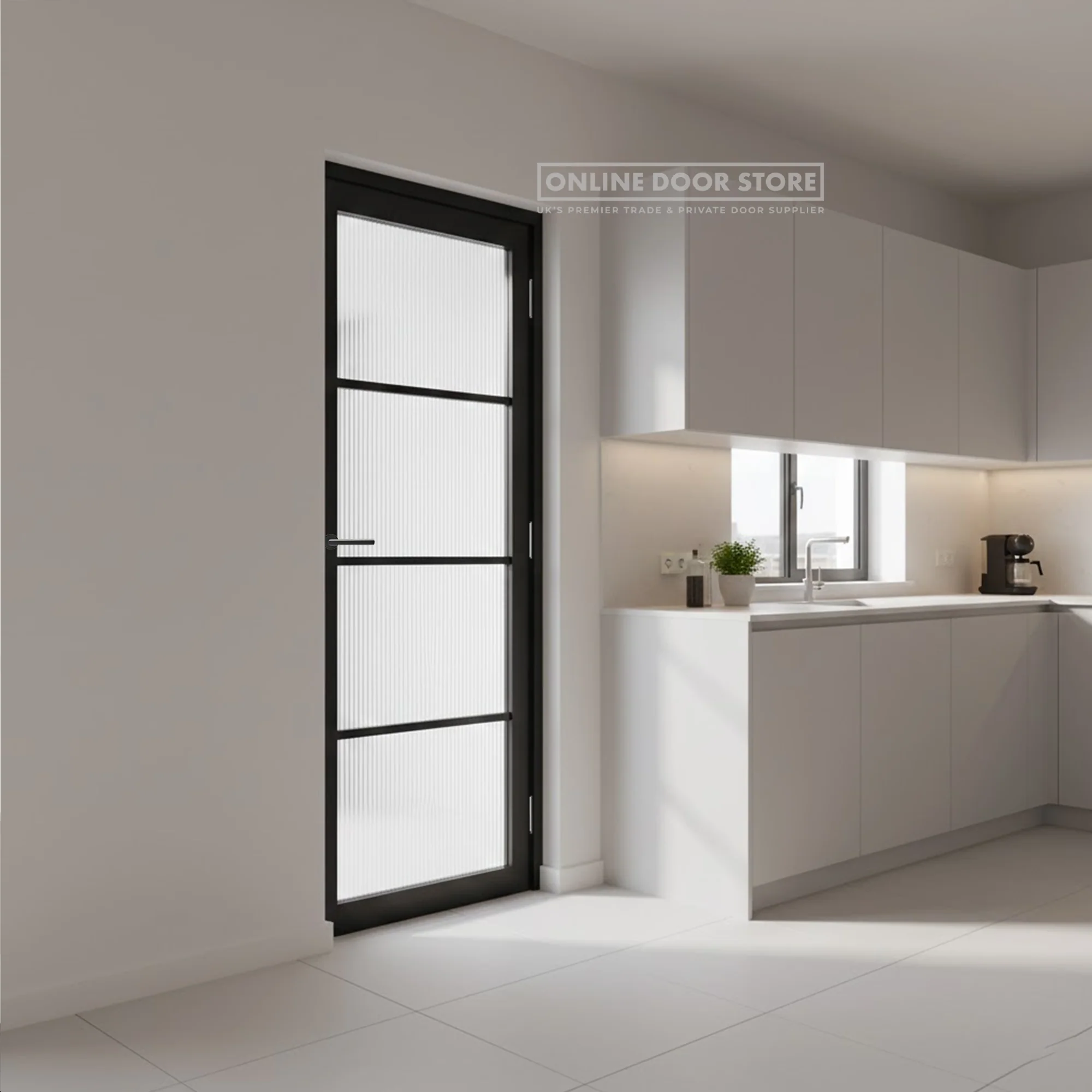 LPD Black Soho 4L Internal Reeded Glazed Door - Image 2