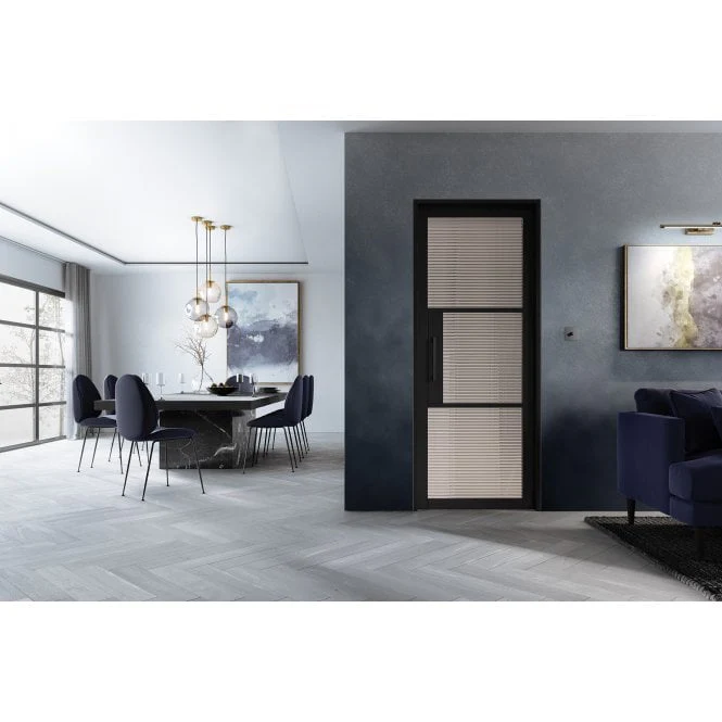 LPD Black Tribeca 3L Reeded Glass Internal Glazed Door - Image 4