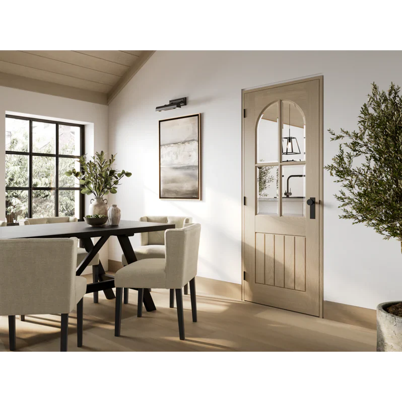 LPD Blonde Oak Mexicano Pre-finished Arched Square Top Internal Glazed Door - Image 2
