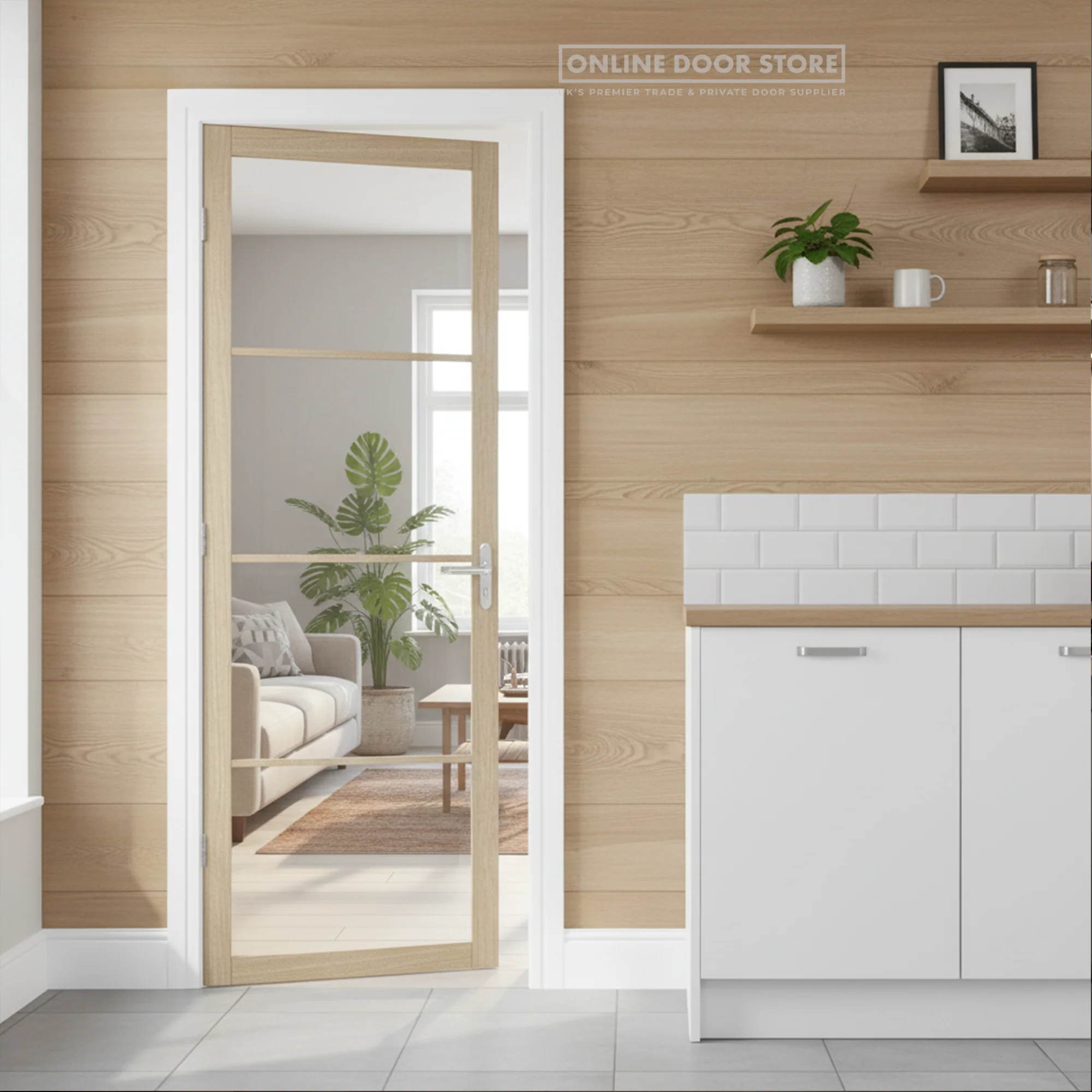 LPD Blonde Oak Soho Pre-finished Internal Glazed Door - Image 2