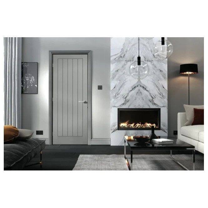 LPD Grey Moulded Textured Vertical 5P FD30 Fire Door - Image 3