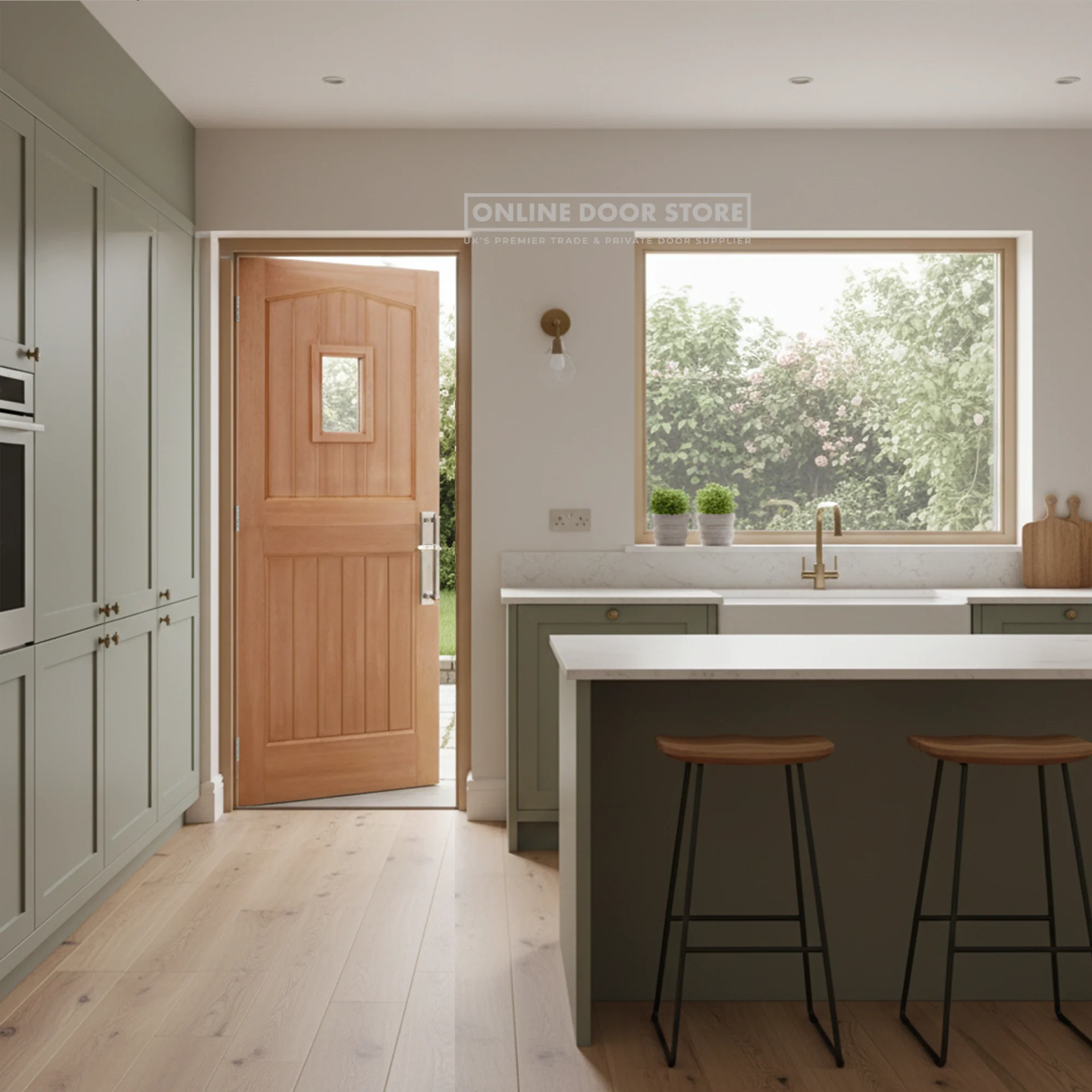 LPD Hardwood Stable Straight Top 1L M&T Unglazed External Door - Image 2