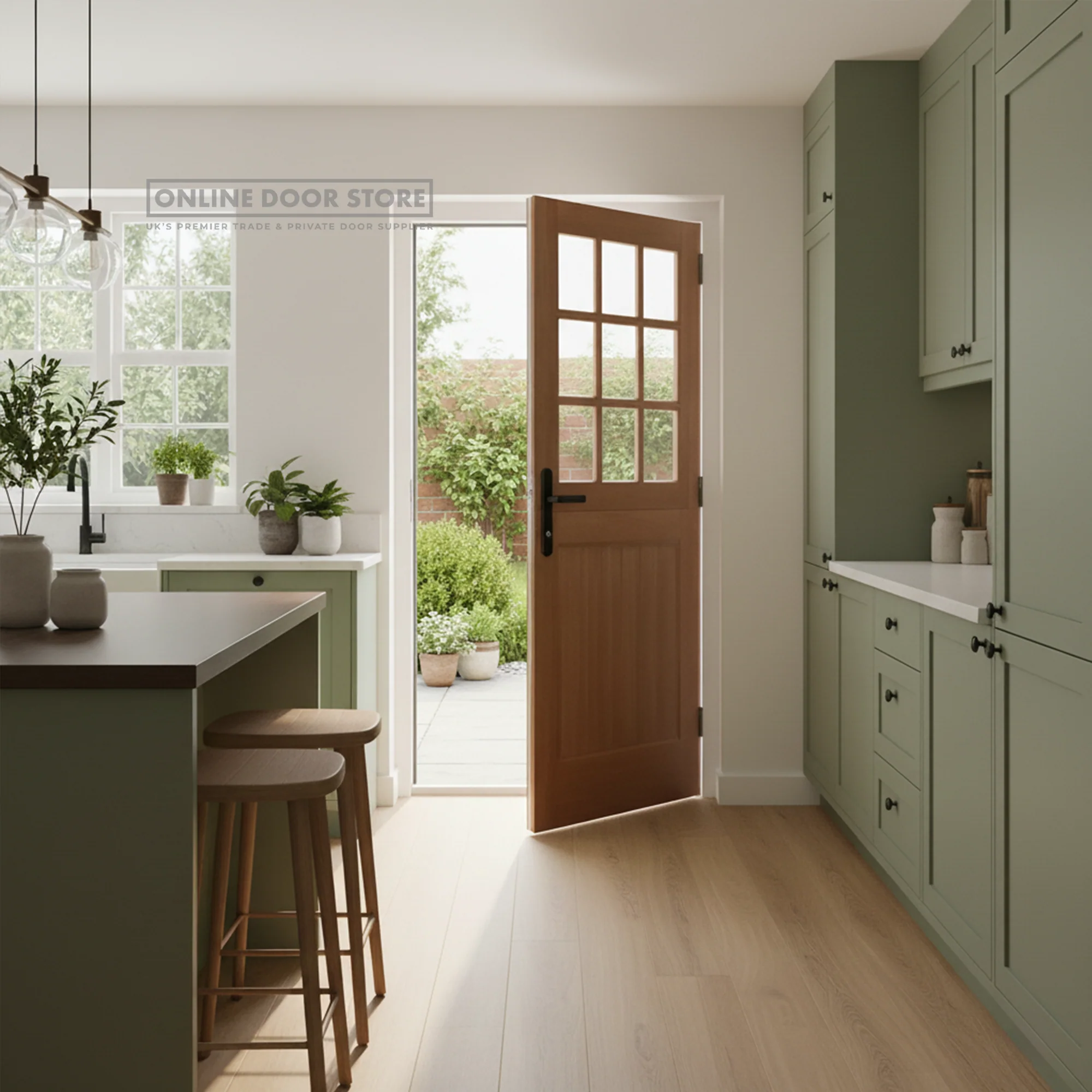 LPD Hardwood Stable Straight Top 9L M&T Unglazed External Door - Image 2