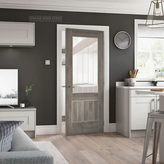 LPD Laminate Light Grey Mexicano Internal Glazed Door - Image 3
