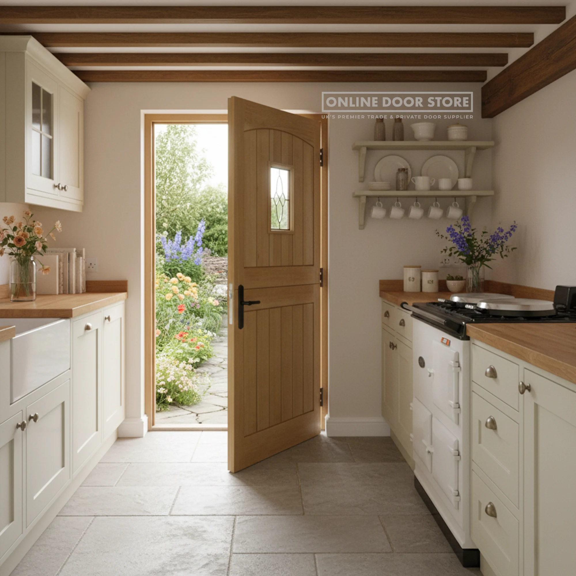 LPD Oak Cottage Stable External Glazed Door 1L - Image 2