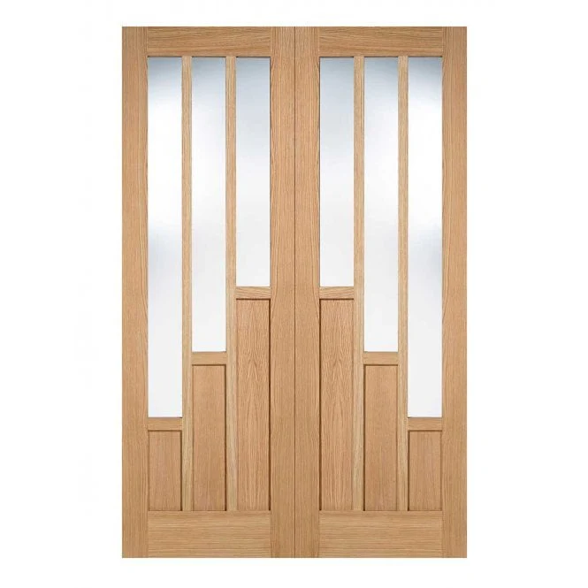 LPD Oak Coventry PrePre-Finished Internal Glazed Door 3L Pairs