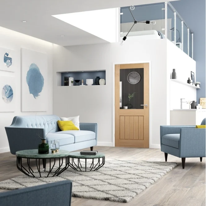 LPD Oak Mexicano Half Light Glazed Fire Door - Image 3