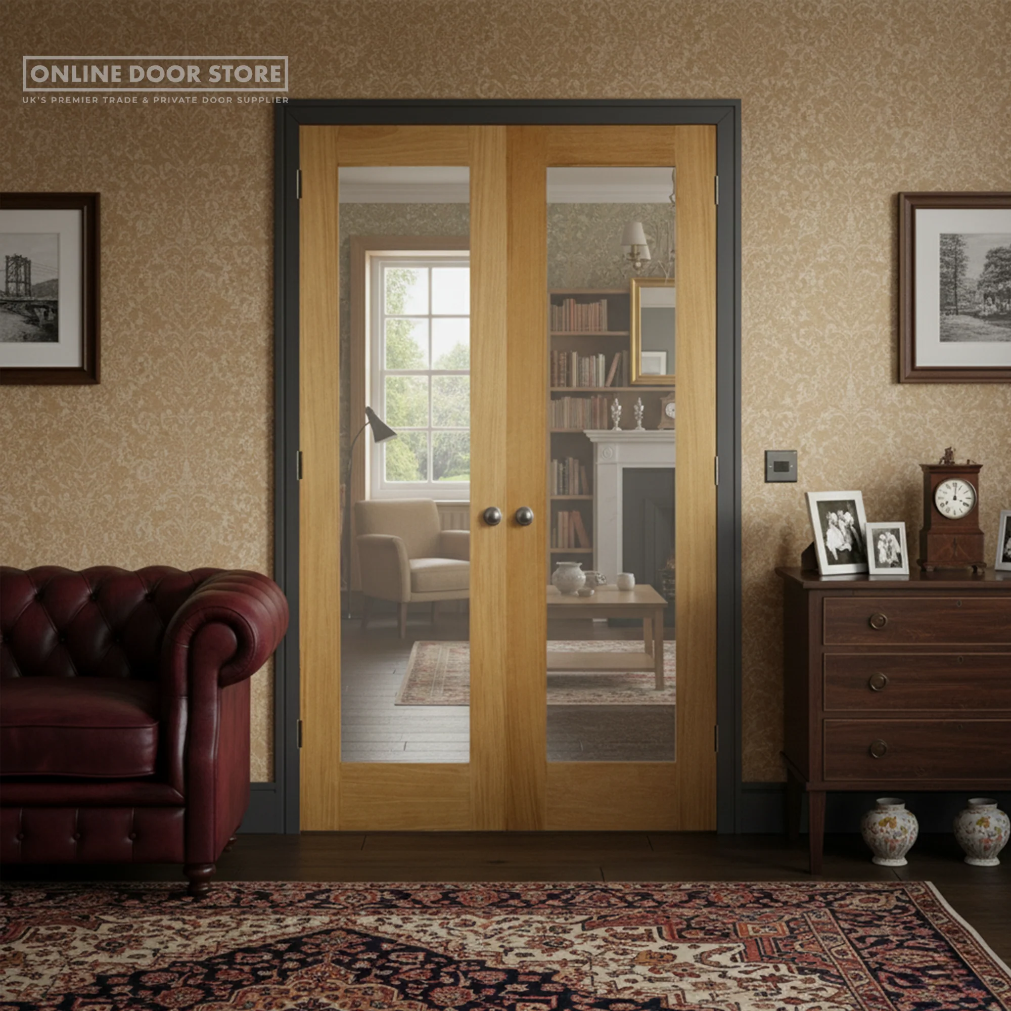 LPD Oak Pattern 20 Internal Glazed Door Pair - Image 2