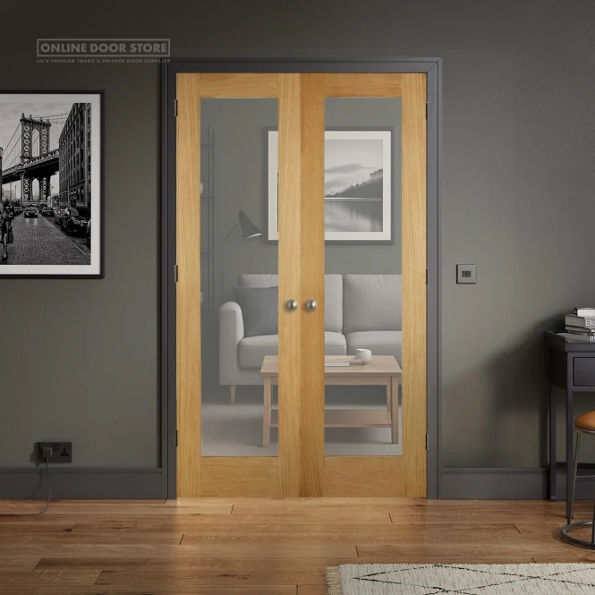 LPD Oak Pattern 20 Internal Glazed Door Pair - Image 3
