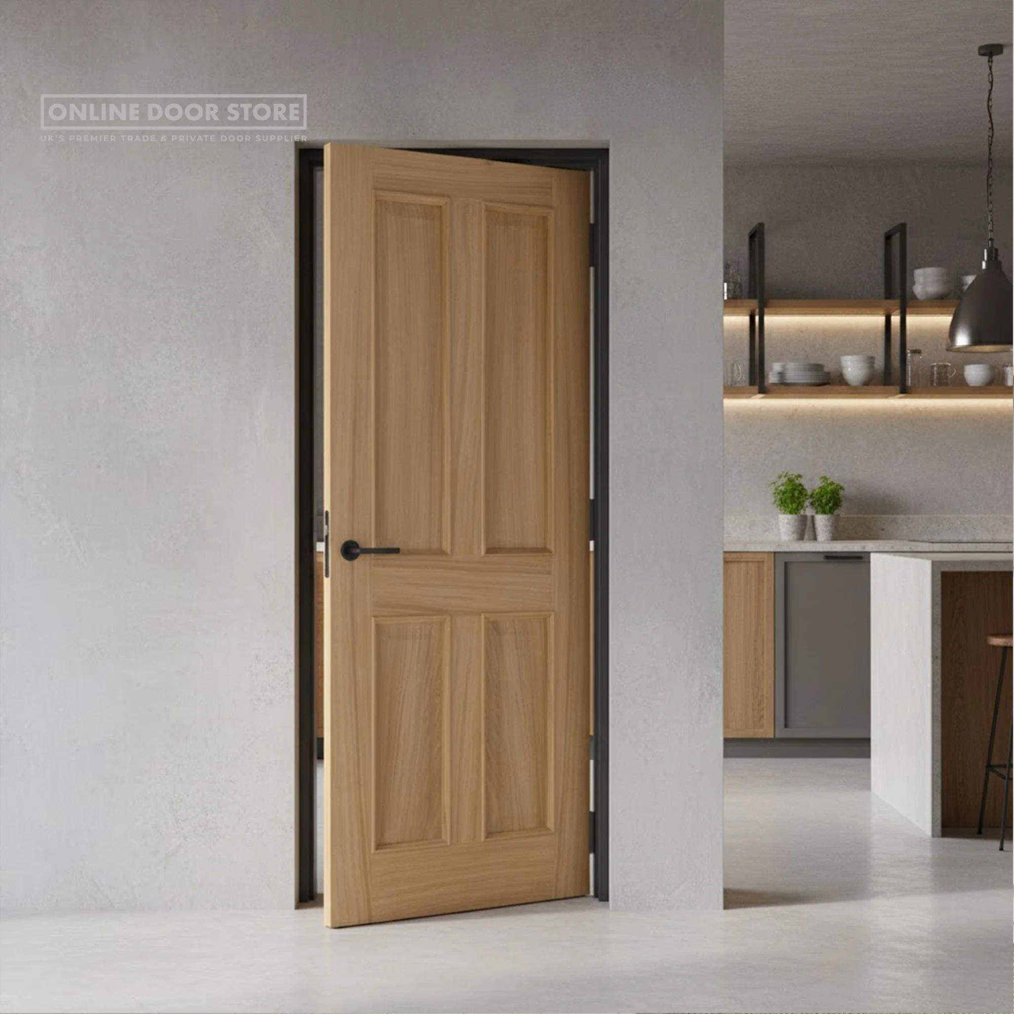 LPD Oak Regency 4-Panel RM2S FD30 Fire Door - Image 2