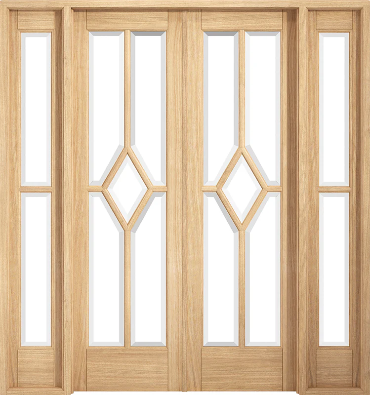 LPD Oak Reims (Diamond) Room Divider Set Glazed Door Pair - Image 4