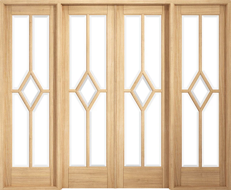LPD Oak Reims (Diamond) Room Divider Set Glazed Door Pair - Image 6