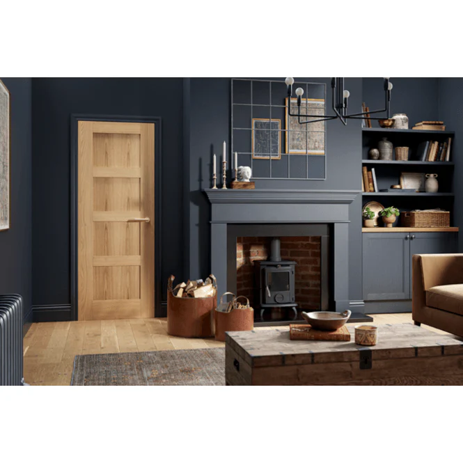 LPD Oak Shaker 4-Panel Pre-Finished FD30 Fire Door - Image 3