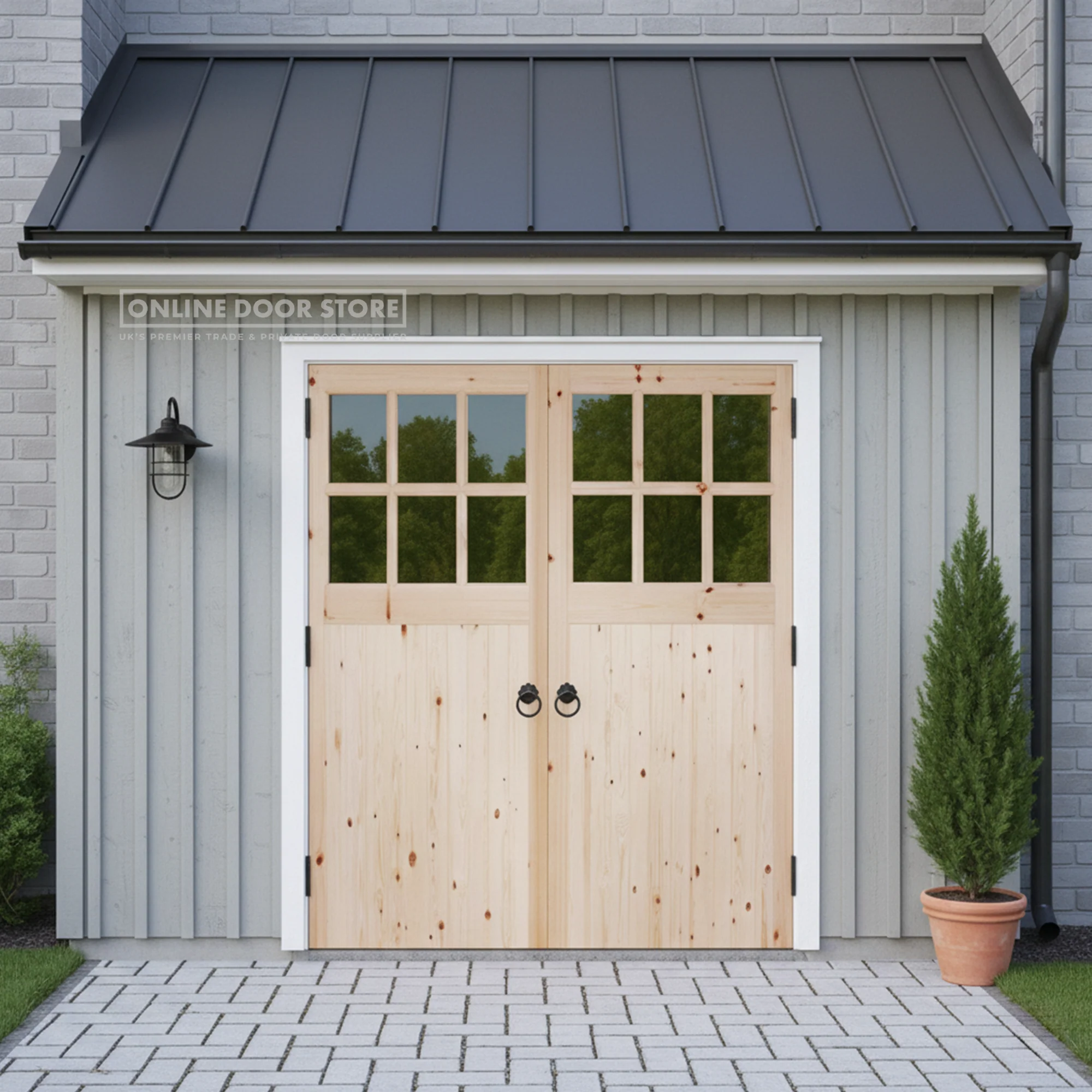 LPD Redwood Single-Glazed Garage Door Pair - Image 3