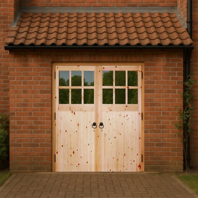 LPD Redwood Single-Glazed Garage Door Pair - Image 4