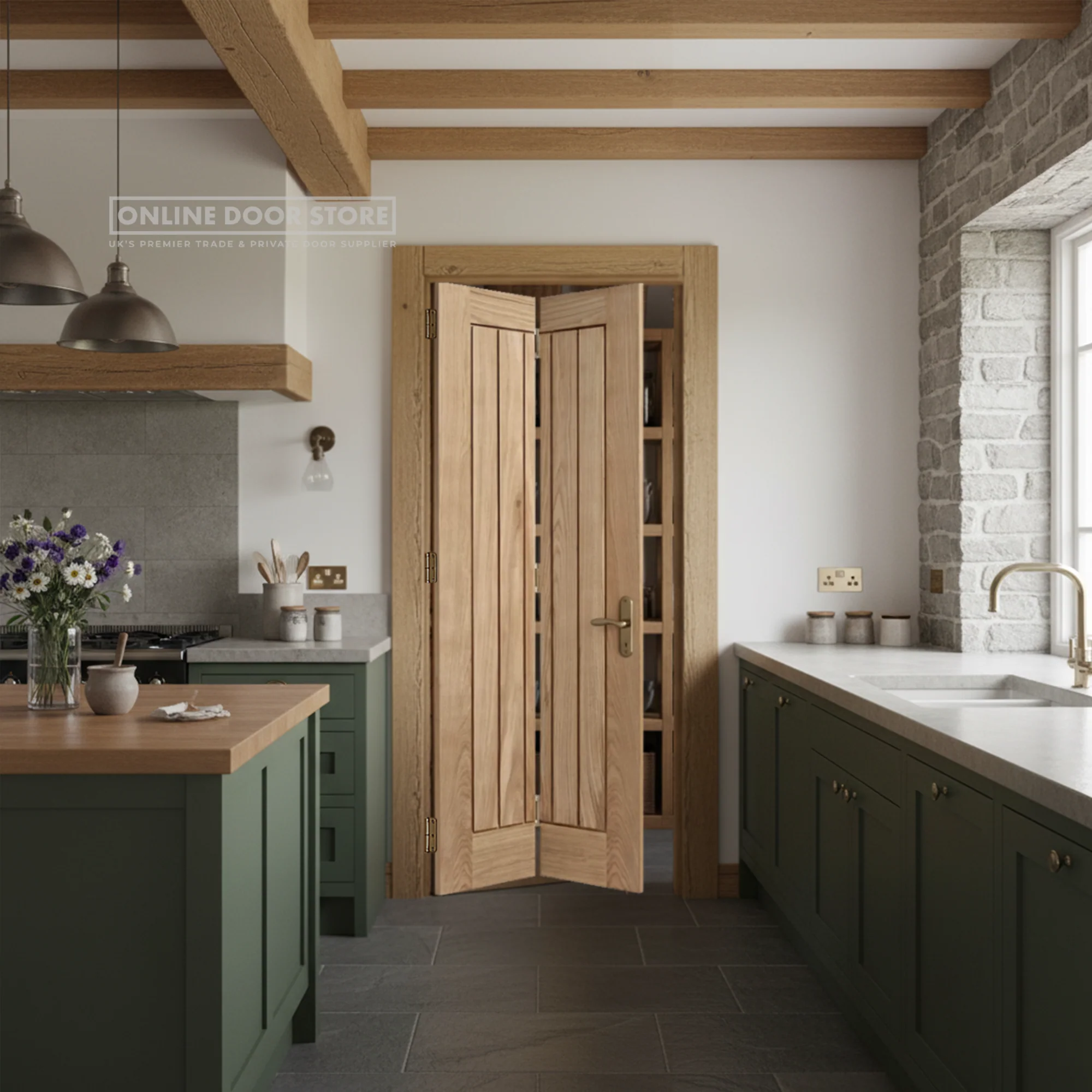 LPD Unfinished Oak Mexicano Bi-fold Internal Door - Image 2
