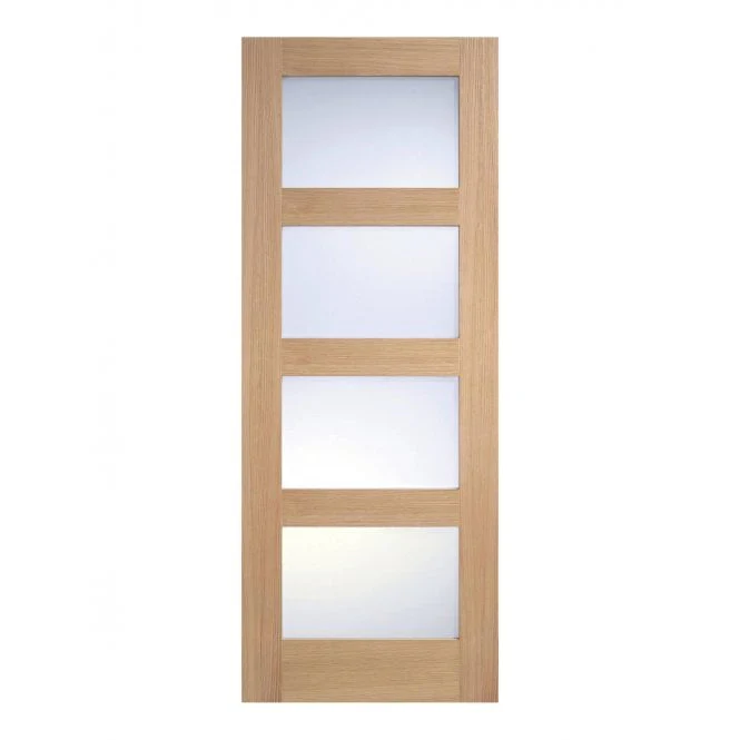 LPD Unfinished Oak- Shaker 4 panel Frosted Door
