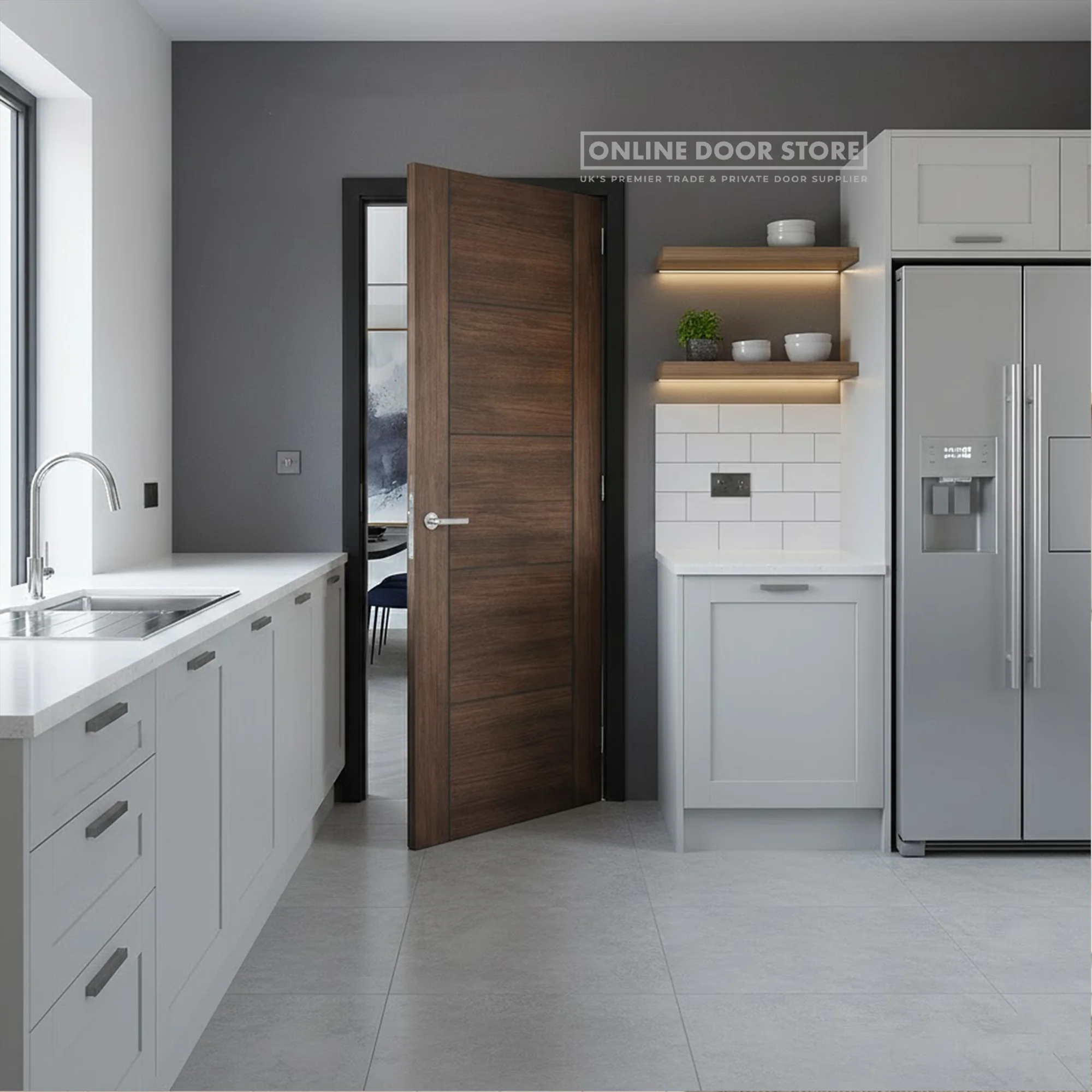 LPD Walnut Laminated Vancouver FD30 Fire Door - Image 2