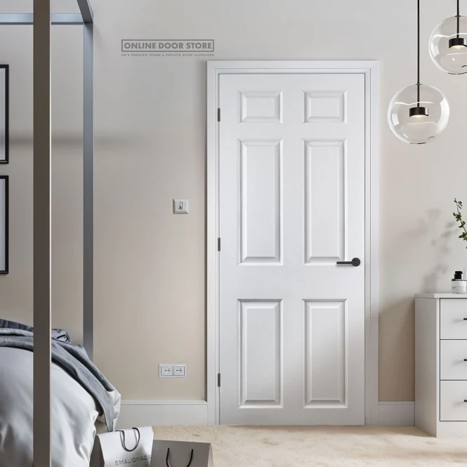 LPD White Moulded Smooth 6-Panel Square Top FD30 Fire Door - Image 4