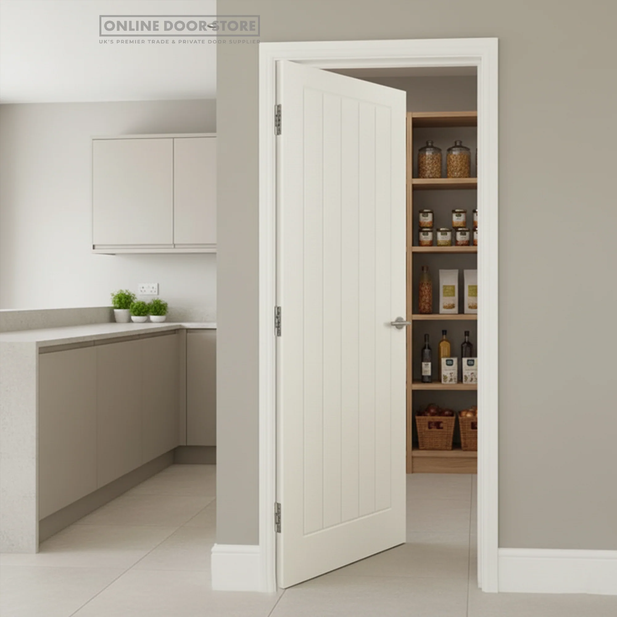 LPD White Moulded Textured Vertical 5P FD30 Fire Door - Image 3