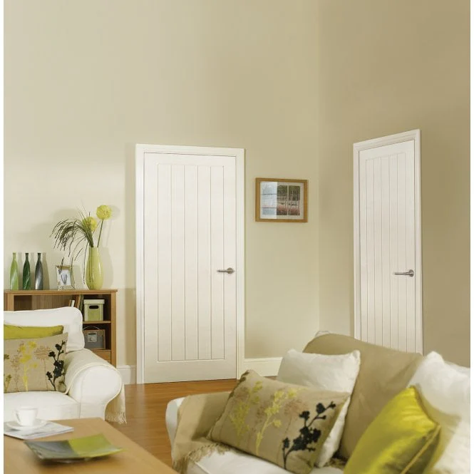 LPD White Moulded Textured Vertical 5P Internal Door - Image 3