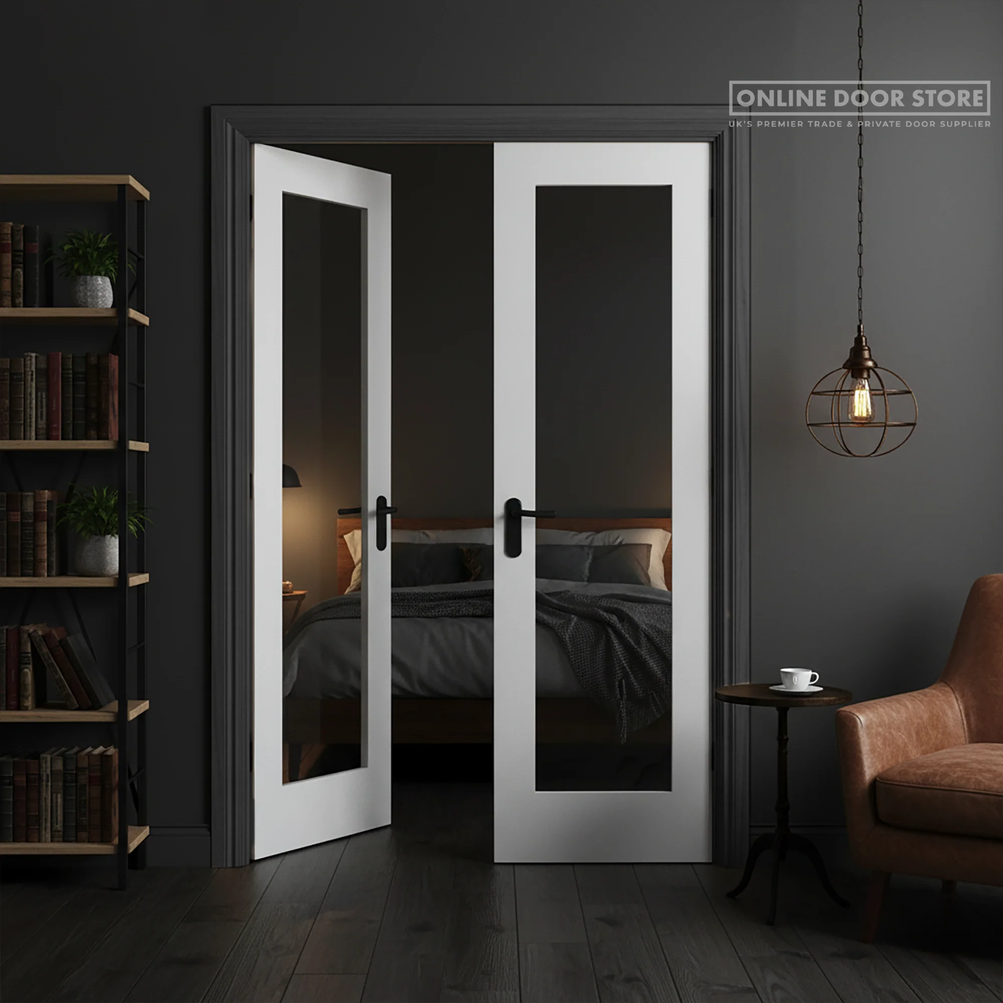 LPD White Pattern 20 Internal Glazed Door Pair - Image 2