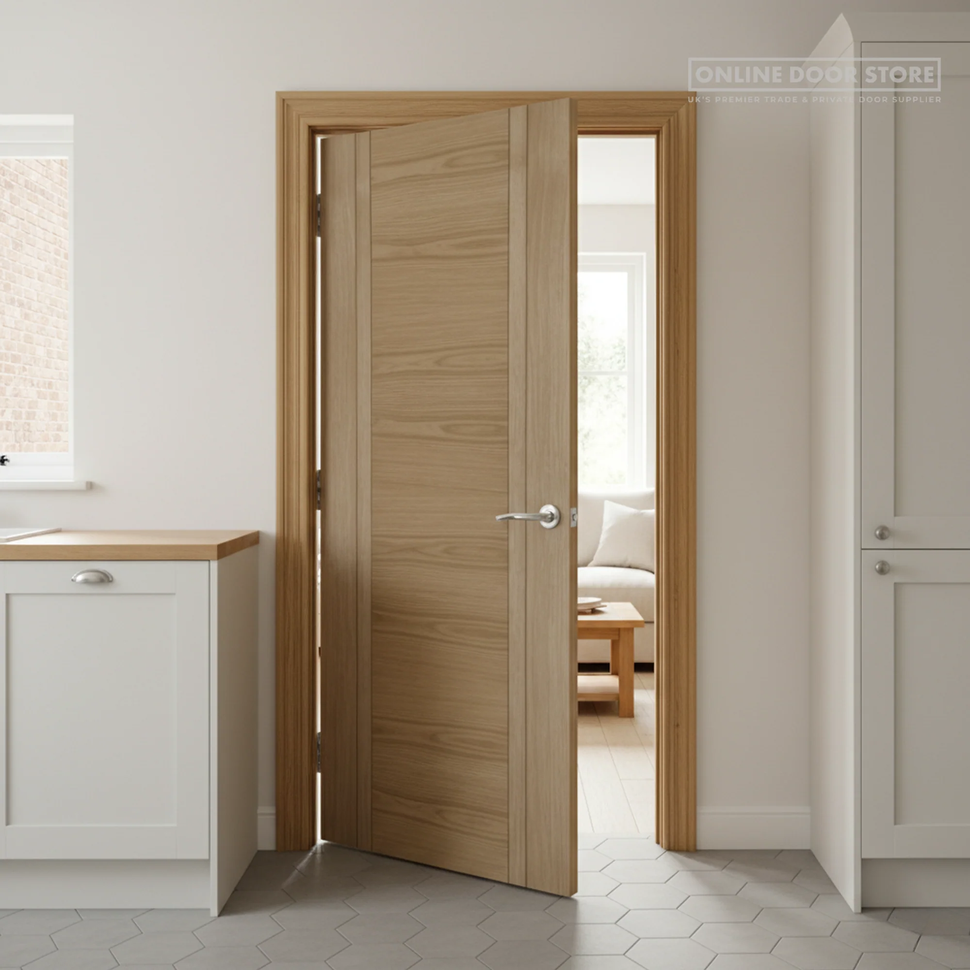 Mendes Capri Pre-Finished Oak Flush Internal Door - Image 2