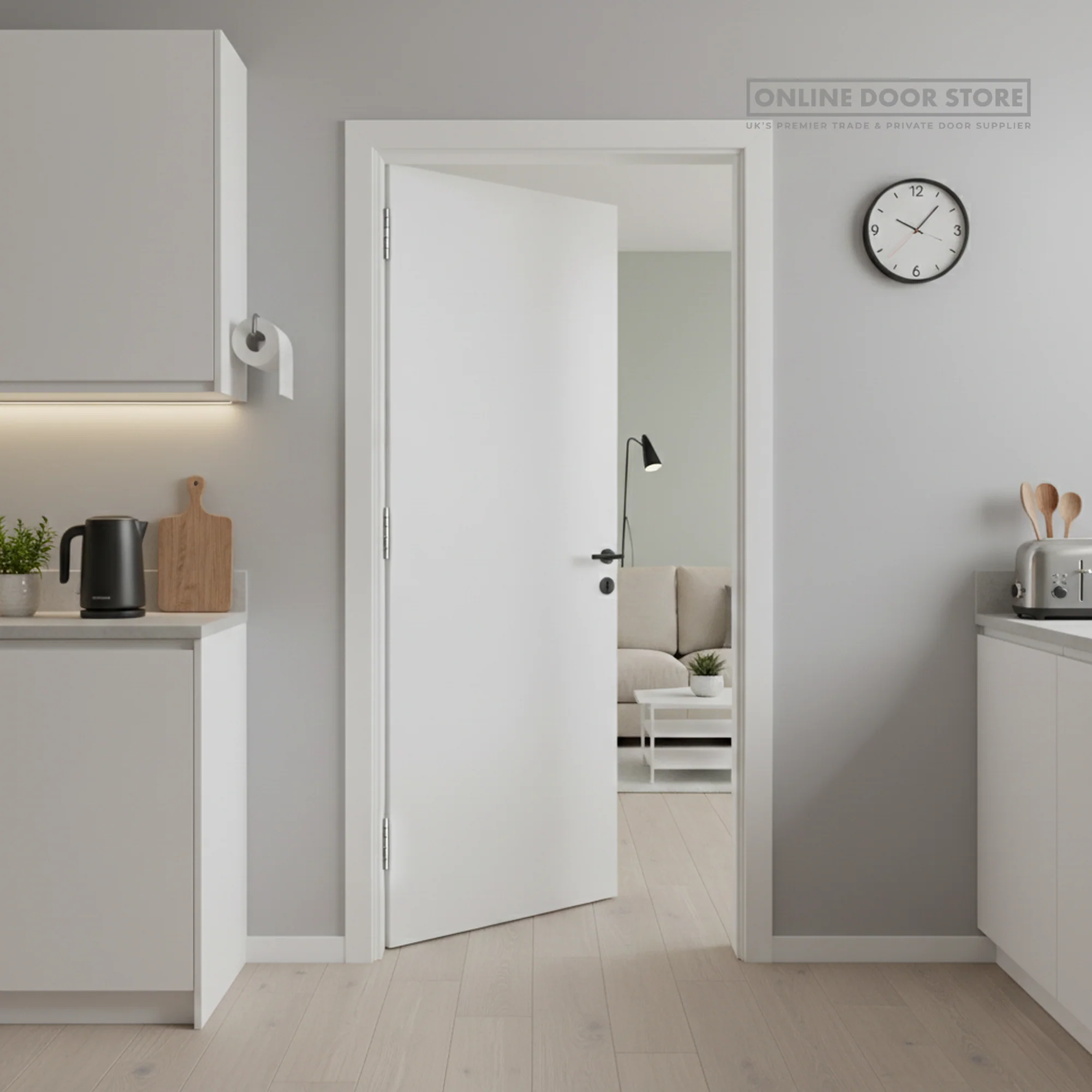 Mendes Capri White Primed Flush Grooved FD30 Fire Door - Image 2