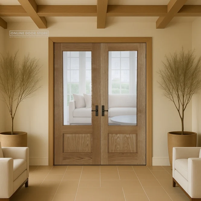 Mendes Chiswick Pre-Finished Oak 1 Light Pair RHPO Clear Internal Glazed Door - Image 3