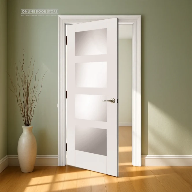Mendes Contemporary Deluxe White Primed 4 Light Clear Internal Glazed Door - Image 3