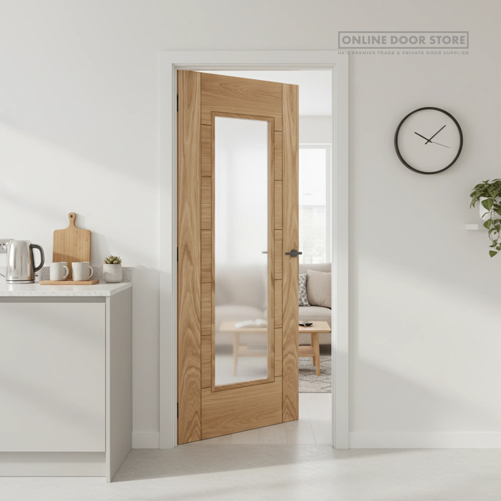 Mendes Corsica Pre-Finished Oak Glazed FD30 Fire Door - Image 2