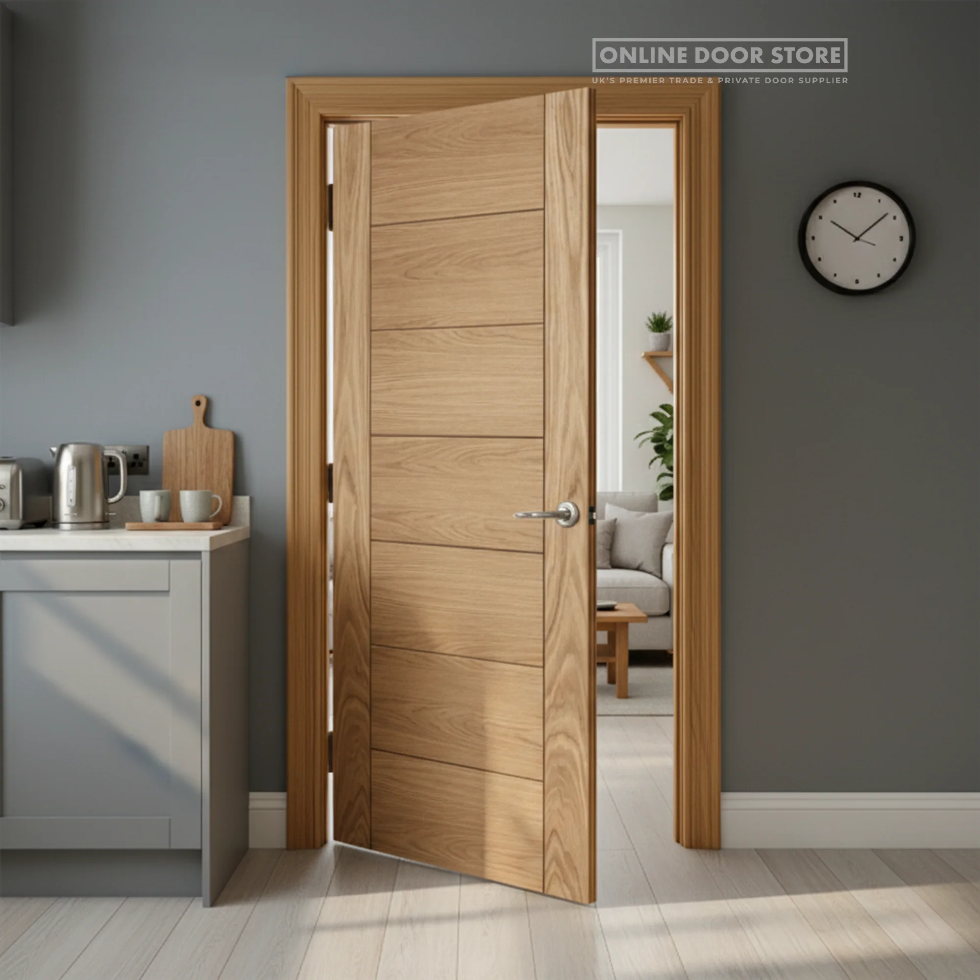 Mendes Corsica Pre-Finished Oak Panelled FD30 Fire Door - Image 2