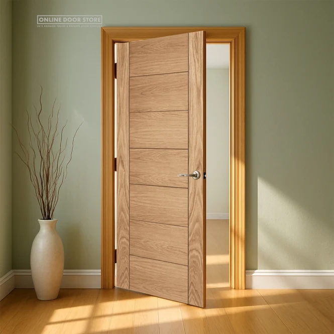 Mendes Corsica Pre-Finished Oak Panelled FD30 Fire Door - Image 3