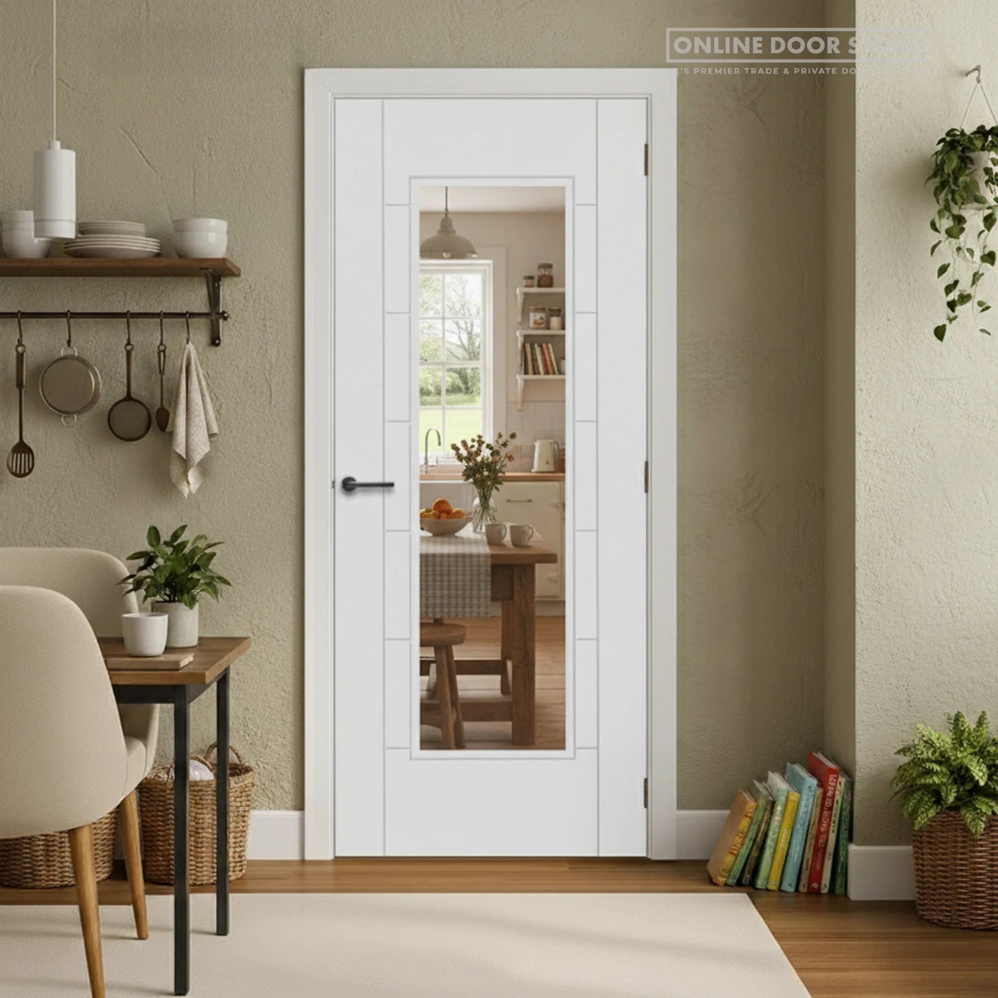 Mendes CORSICA White Primed 1 Light Clear Internal Glazed Door - Image 2
