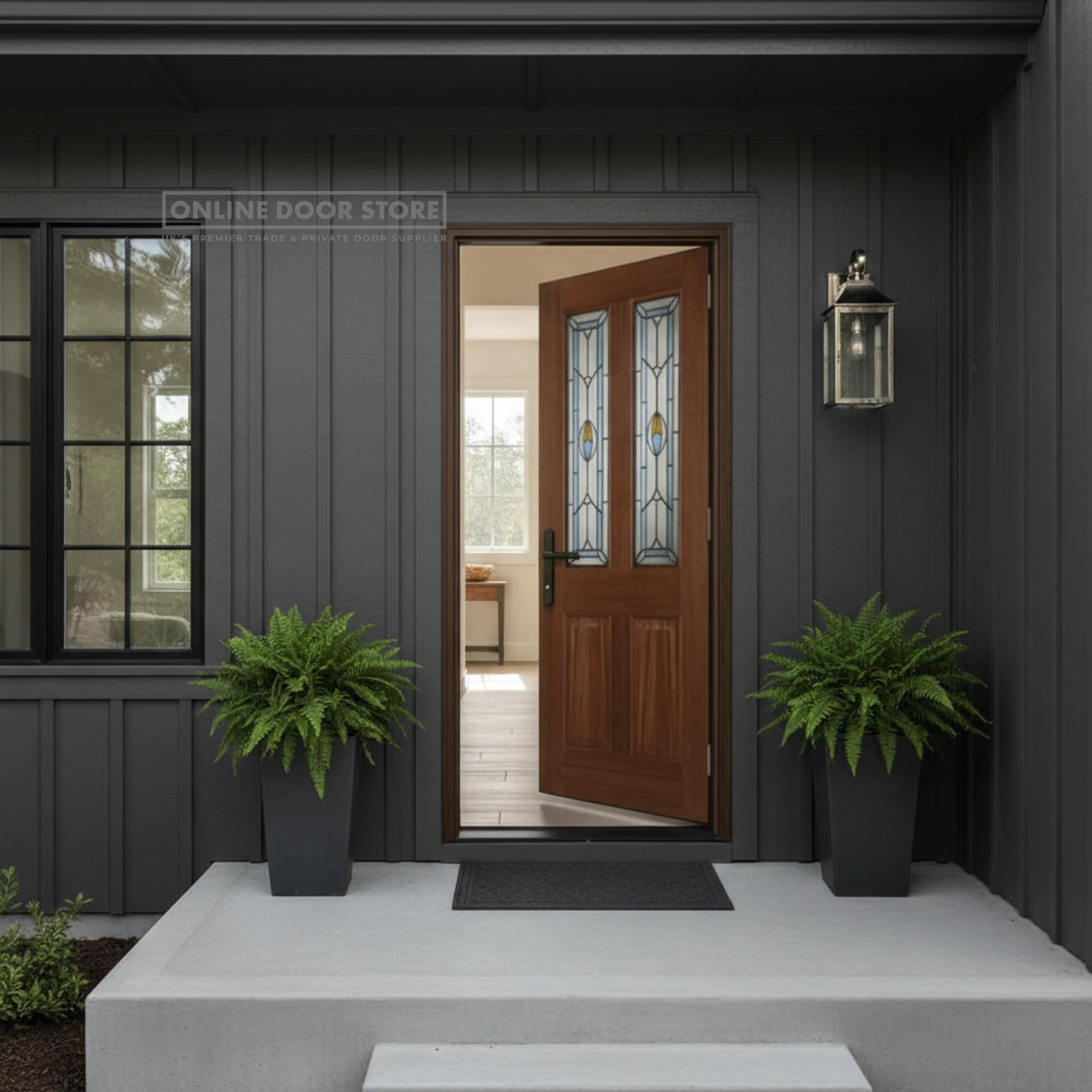 Mendes Edwardian Blue Hardwood Glazed External Door - Image 2