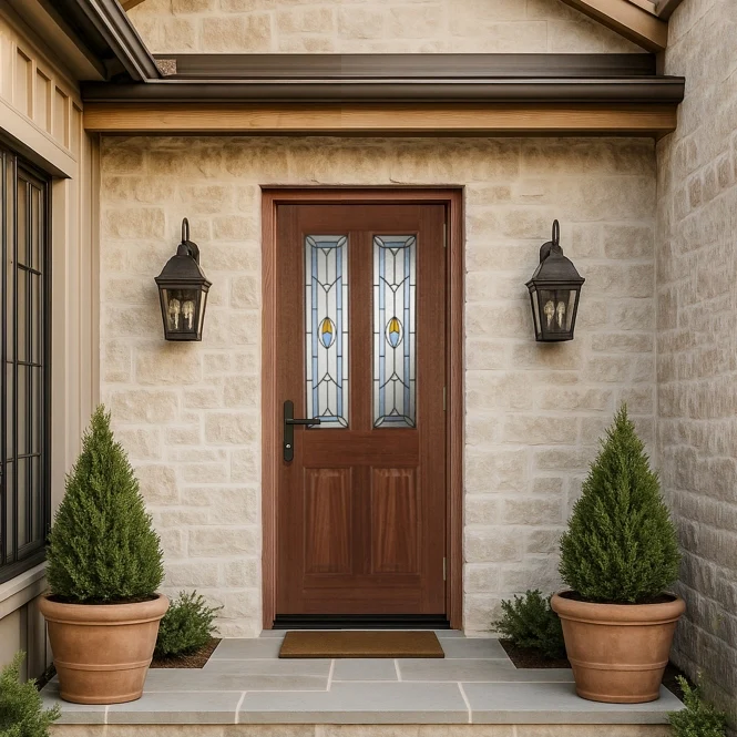 Mendes Edwardian Blue Hardwood Glazed External Door - Image 3