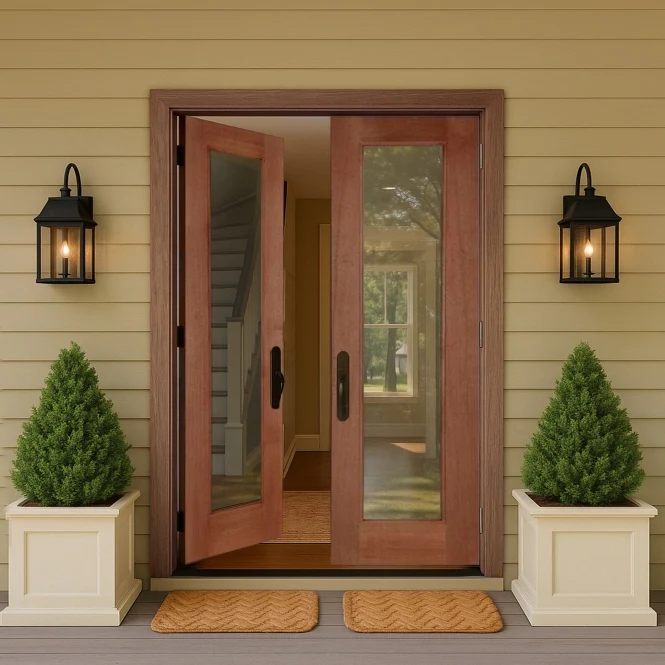 Mendes French Pattern 20 Hardwood Unglazed External Door Pair - Image 2