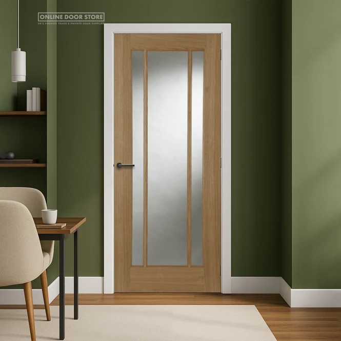 Mendes Salisbury Un-Finished Oak 3 Light Clear Glazed Internal Door - Image 2