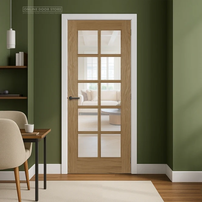 Mendes Un-Finished Oak 10 Light Clear Internal Glazed Door - Image 2