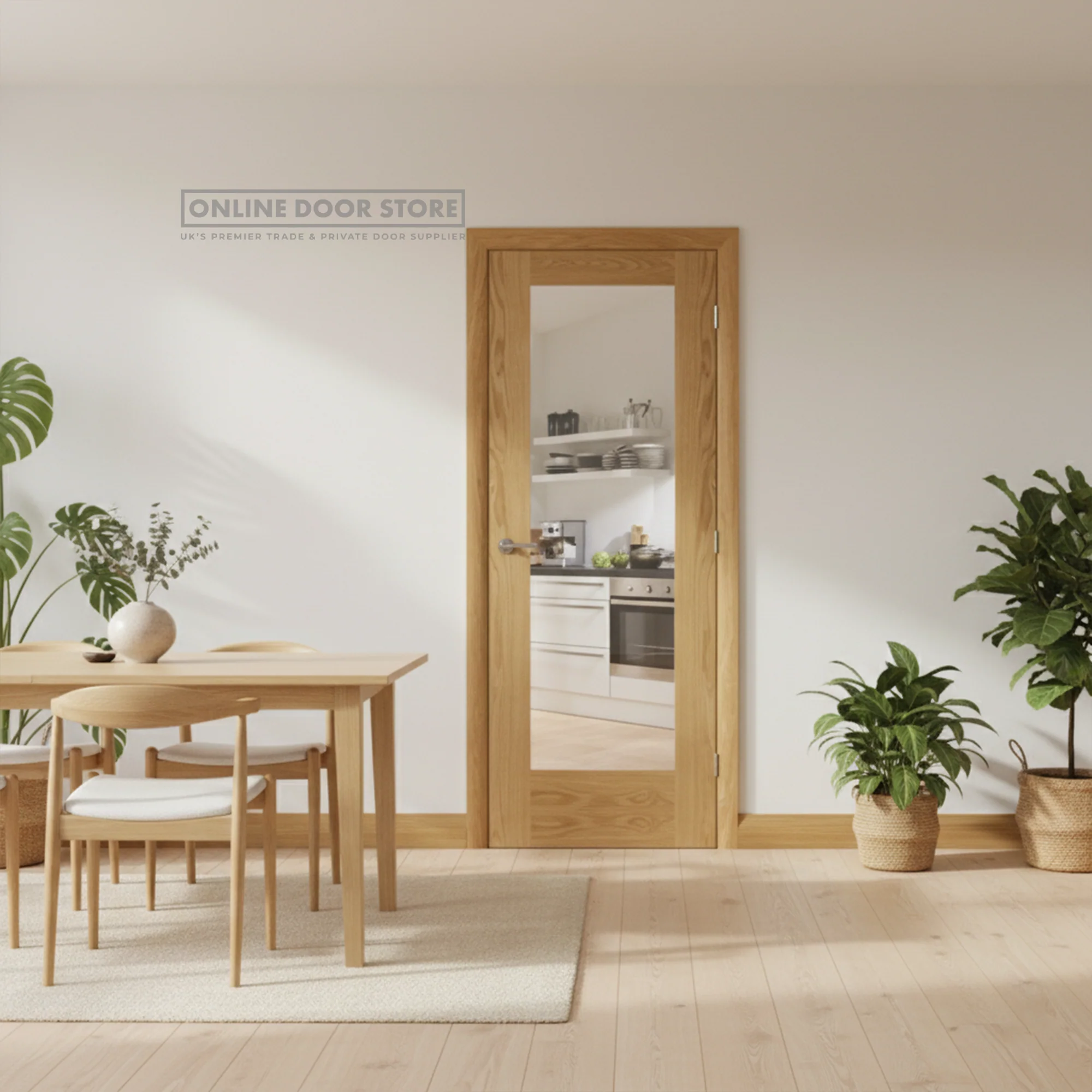 XL Joinery Pattern 10 Oak Clear Internal Glazed Door - Image 2