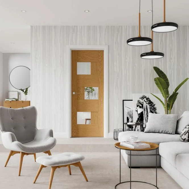 XL Joinery Perugia Pre-finished Oak Clear Internal Glazed Door - Image 3